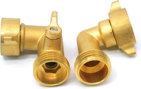 90 Degree Garden Hose Connector with Shut Off Valve Hose Elbow,3/4" Swivel Solid Brass Connector Pipe Fittings Hose Elbow Connector for RV Water Hose Intake Hose Adapter in Saudi Arabia