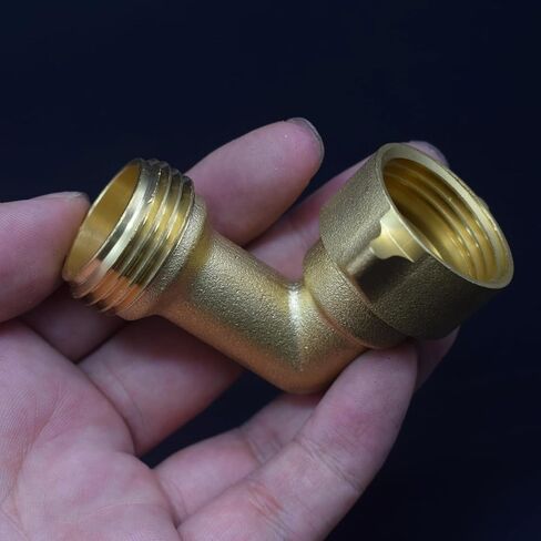 90 Degree Garden Hose Connector with Shut Off Valve Hose Elbow,3/4" Swivel Solid Brass Connector Pipe Fittings Hose Elbow Connector for RV Water Hose Intake Hose Adapter in Saudi Arabia