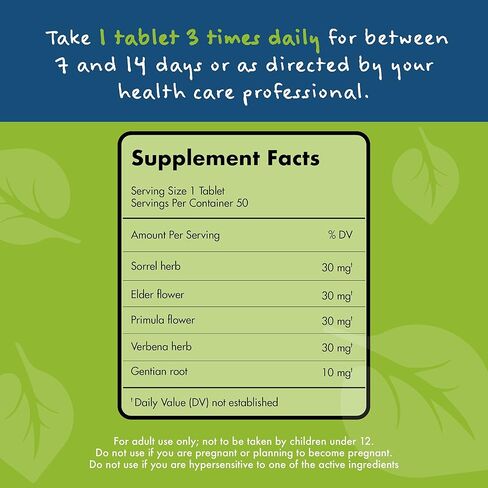 Sinupret Adult Strength Sinus + Immune Support All Natural, Fast Acting Herbal Nasal Passage & Immunity Boost Supplement with Verbena & Elder Flower - 50 Tablets in Kuwait