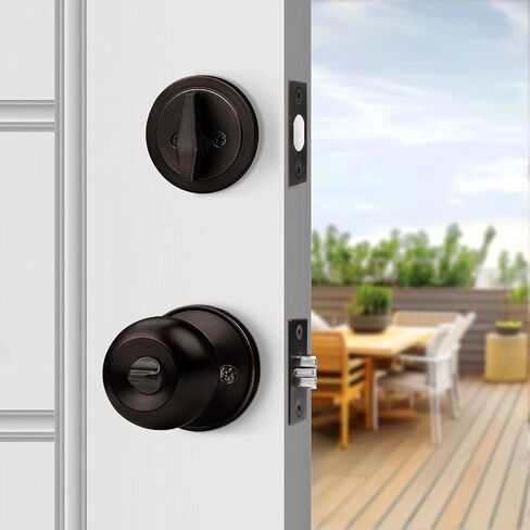 Probrico Keyed Alike Entry Knob and Deadbolt Set Single Cylinder Handleset Combo Pack Satin Nickel for Entrance Exterior Gate and Front Door, 4 Sets in Kuwait