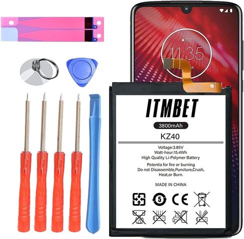 for Moto Z4 Battery Replacement, 3850mAh High Capacity KZ40 Battery for Motorola Moto Z4 XT1980 with Replacement Repair Tools Kit in Saudi Arabia