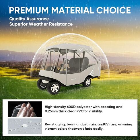 Rosefray Golf Cart Enclosure,2+2 Golf Cart Drivable Enclosure Rain Cover Short Roof 58" EZGO, Club Car- Durable Door Zipper - (4 Seater Golf Cart Cover) Glowing at Night in Saudi Arabia