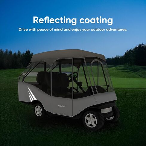 Rosefray Golf Cart Enclosure,2+2 Golf Cart Drivable Enclosure Rain Cover Short Roof 58" EZGO, Club Car- Durable Door Zipper - (4 Seater Golf Cart Cover) Glowing at Night in Saudi Arabia
