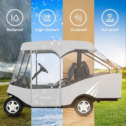 Rosefray Golf Cart Enclosure,2+2 Golf Cart Drivable Enclosure Rain Cover Short Roof 58" EZGO, Club Car- Durable Door Zipper - (4 Seater Golf Cart Cover) Glowing at Night in Saudi Arabia