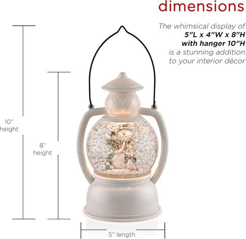فانوس Alpine Corporation مقاس 8 بوصات ارتفاعًا للثلج الأبيض لعيد الميلاد مع ضوء LED أبيض دافئ in Kuwait