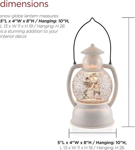 فانوس Alpine Corporation مقاس 8 بوصات ارتفاعًا للثلج الأبيض لعيد الميلاد مع ضوء LED أبيض دافئ in Kuwait