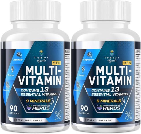 Mens Multivitamin - Daily Multivitamin for Men with Fermented Herbal Extracts & 43 Nutrients - Men's Vitamins Support - Support for Men 18+（90 Capsules） in Saudi Arabia