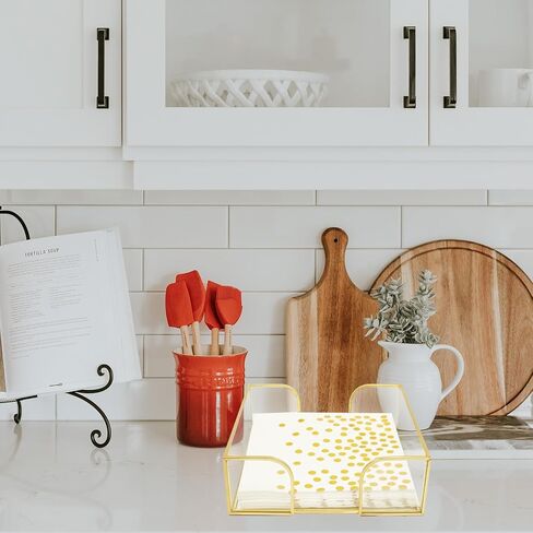 Napkin Holder for Table,Glass Napkin Holders for Kitchen,Flat Napkin Holders for Paper Napkins,Stylish Gold Luncheon Napkin Holder Suitable for Kitchen Dining Table Party Bar Decor in Saudi Arabia