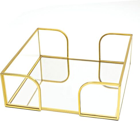 Napkin Holder for Table,Glass Napkin Holders for Kitchen,Flat Napkin Holders for Paper Napkins,Stylish Gold Luncheon Napkin Holder Suitable for Kitchen Dining Table Party Bar Decor in Saudi Arabia