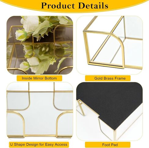 Napkin Holder for Table,Glass Napkin Holders for Kitchen,Flat Napkin Holders for Paper Napkins,Stylish Gold Luncheon Napkin Holder Suitable for Kitchen Dining Table Party Bar Decor in Saudi Arabia