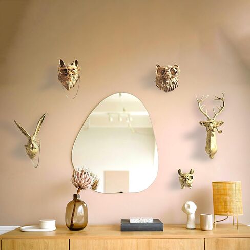 Artocery Brass Animal Head Wall Decor Gold Animal Heads Shaped Wall Hanging for Living Room Bath Room Kitchen Gardening Pub and Bar Decor for Wall Gift Ideas for Woman for Man (5pcs-brass) in Saudi Arabia