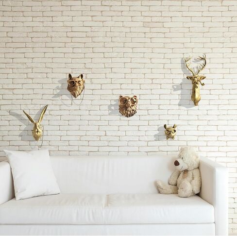Artocery Brass Animal Head Wall Decor Gold Animal Heads Shaped Wall Hanging for Living Room Bath Room Kitchen Gardening Pub and Bar Decor for Wall Gift Ideas for Woman for Man (5pcs-brass) in Saudi Arabia