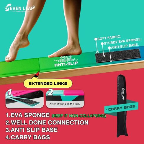 6ft/8ft Folding Balance Beam, Foldable Gymnastics Balance Beam Foam for Kids and Toddlers 3-12，Folding Beam with Non Slip Rubber Base, Gymnastics Equipment for Home Floor Training. in Saudi Arabia
