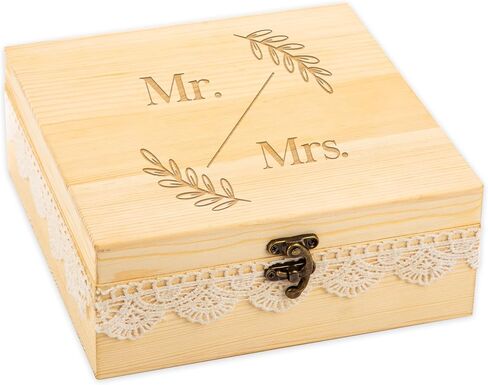 Keepsake Box with Lid Wooden Memory Box with Lace Edge for Couples Mr Mrs Weddings Anniversary Bridal Shower Birthday Gifts in Saudi Arabia
