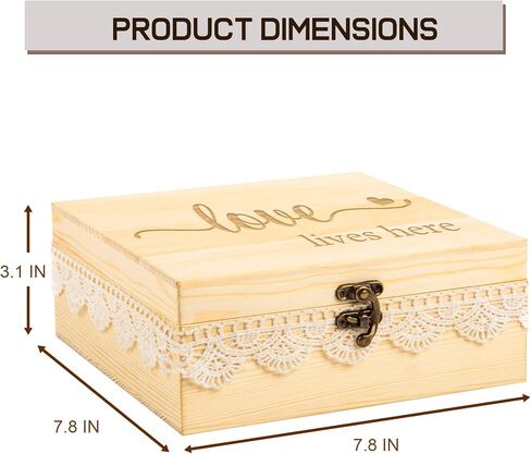 Keepsake Box with Lid Wooden Memory Box with Lace Edge for Couples Mr Mrs Weddings Anniversary Bridal Shower Birthday Gifts in Saudi Arabia
