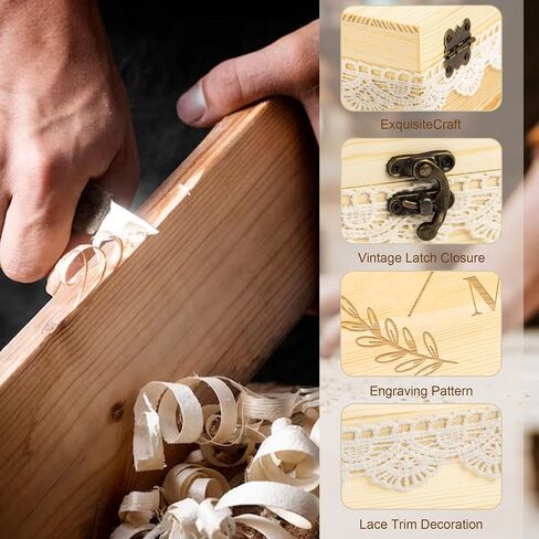 Keepsake Box with Lid Wooden Memory Box with Lace Edge for Couples Mr Mrs Weddings Anniversary Bridal Shower Birthday Gifts in Saudi Arabia