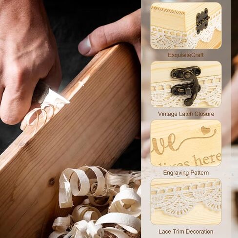 Keepsake Box with Lid Wooden Memory Box with Lace Edge for Couples Mr Mrs Weddings Anniversary Bridal Shower Birthday Gifts in Saudi Arabia