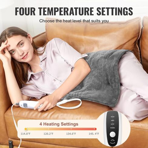 VEVOR Weighted Heating Pad, 17" x 33" Electric Heat Pad for Pain Relief, 6.8 lbs Electric Heating Pad with 4 Temperature Settings, 2-Hour Auto-Off, Weighted Heated Pad for Back Neck Shoulder Abdomen in Saudi Arabia