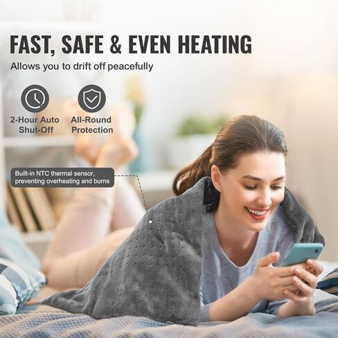 VEVOR Weighted Heating Pad, 17" x 33" Electric Heat Pad for Pain Relief, 6.8 lbs Electric Heating Pad with 4 Temperature Settings, 2-Hour Auto-Off, Weighted Heated Pad for Back Neck Shoulder Abdomen in Saudi Arabia