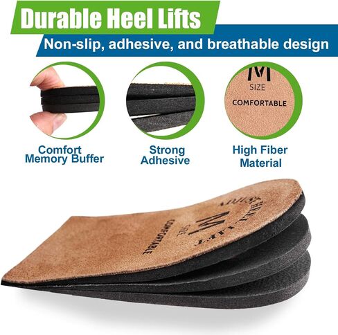 Adjustable Heel Lifts for Men and Women – Height Increase Insoles for Heel Pain Relief – Shoe Lifts Inserts, Heel Pads for Shoes – Pack of 2 (M) in Kuwait