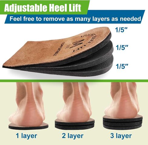 Adjustable Heel Lifts for Men and Women – Height Increase Insoles for Heel Pain Relief – Shoe Lifts Inserts, Heel Pads for Shoes – Pack of 2 (M) in Kuwait
