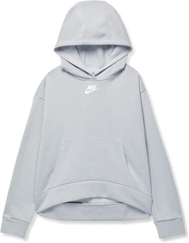 Nike Girl's NSW HBR Club Fleece Hoodie (Little Kids/Big Kids) Light Smoke Grey/White SM (8 Big Kid) in Saudi Arabia