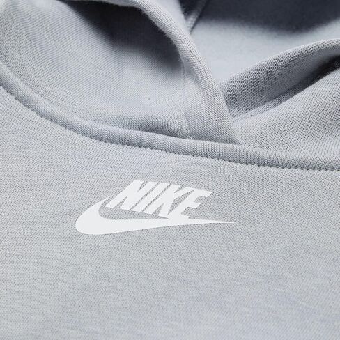 Nike Girl's NSW HBR Club Fleece Hoodie (Little Kids/Big Kids) Light Smoke Grey/White SM (8 Big Kid) in Saudi Arabia