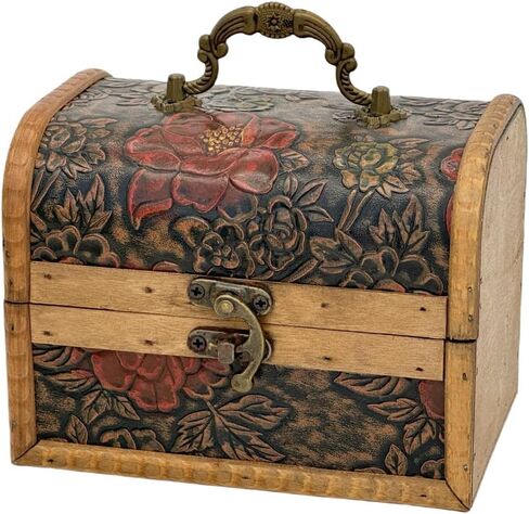 Treasure Chest Box, Vintage Wooden Storage Box, Decorative Boxes with Lids, Trinket Jewelry Box Keepsake Box, Gifts For Kids Home Decor (Vintage Yellow, Large) in Saudi Arabia