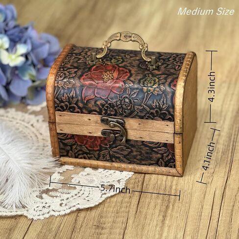 Treasure Chest Box, Vintage Wooden Storage Box, Decorative Boxes with Lids, Trinket Jewelry Box Keepsake Box, Gifts For Kids Home Decor (Vintage Yellow, Large) in Saudi Arabia