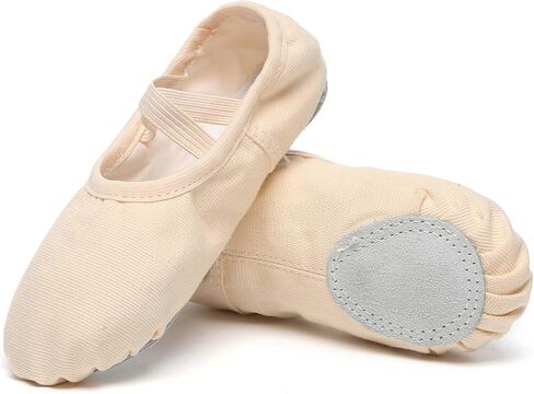 Danzcue Ballet Shoes for Women Soft Canvas/PU Leather Adult Dance Slippers, Ideal Ballet Flats for Women in Kuwait