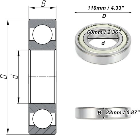 ACROPIX 6212ZZ Deep Groove Ball Bearings P0 60x110x22mm Lubricated Bearings Double Metal Seal Silver Tone Scooter Skateboard Wheel in Saudi Arabia