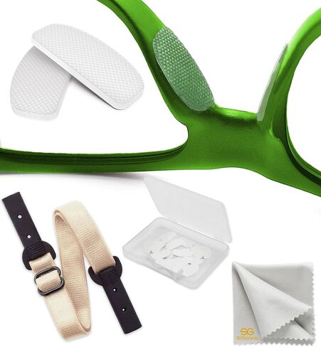 Nose Pads Glasses Anti Slip - 6 Pairs Adhesive Sunglass Nose Grip Pads 0.5 mm 7mm 16 mm - Keep Glasses from Sliding Down Nose (Clear Pads & Beige Glasses Strap) in Saudi Arabia