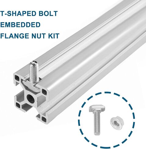 15Set M6 T Slot Drop-in Bolt with M6 Hexagon Flange Nut Kits Carbon Steel Nickel Plated Hammer Head T-Bolt T Shape Stud Sliding Screw for T Slot 8mm 30 Series Aluminum Profile in Saudi Arabia