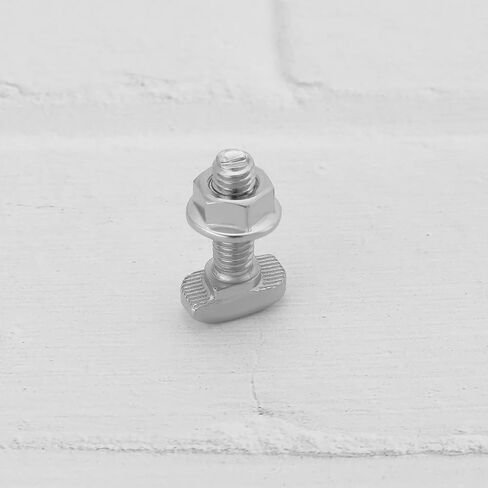 15Set M6 T Slot Drop-in Bolt with M6 Hexagon Flange Nut Kits Carbon Steel Nickel Plated Hammer Head T-Bolt T Shape Stud Sliding Screw for T Slot 8mm 30 Series Aluminum Profile in Saudi Arabia