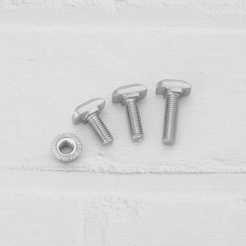 15Set M6 T Slot Drop-in Bolt with M6 Hexagon Flange Nut Kits Carbon Steel Nickel Plated Hammer Head T-Bolt T Shape Stud Sliding Screw for T Slot 8mm 30 Series Aluminum Profile in Saudi Arabia