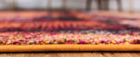Unique Loom Estrella Collection Rustic, Distressed, Modern, Abstract Area Rug, 7 ft x 10 ft, Orange/Black in Saudi Arabia