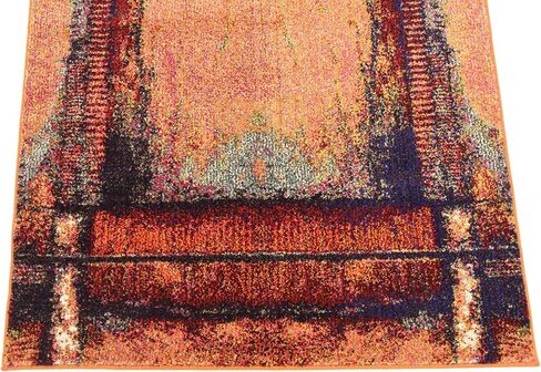 Unique Loom Estrella Collection Rustic, Distressed, Modern, Abstract Area Rug, 7 ft x 10 ft, Orange/Black in Saudi Arabia