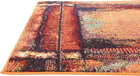 Unique Loom Estrella Collection Rustic, Distressed, Modern, Abstract Area Rug, 7 ft x 10 ft, Orange/Black in Saudi Arabia