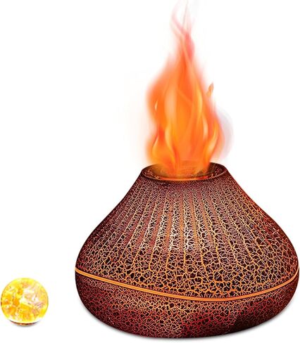 Colorful Volcano Diffuser Humidifier: Upgraded 160ml Fire Flame Humidifier Aroma Spray Diffusers with 7 Colors Changing Auto Off Function for Essential Oils Large Room (Full Crack Flame) in Saudi Arabia