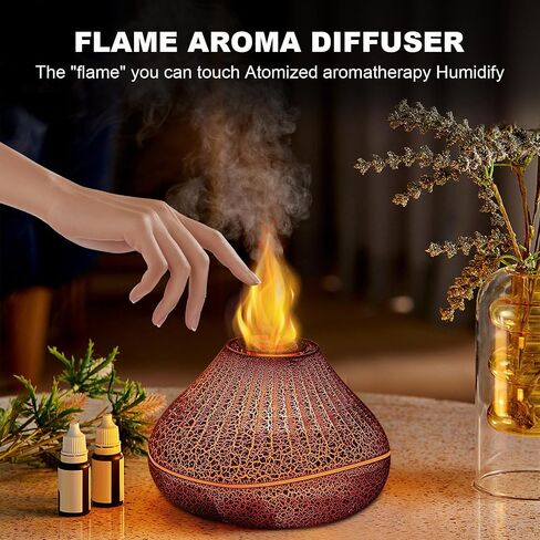 Colorful Volcano Diffuser Humidifier: Upgraded 160ml Fire Flame Humidifier Aroma Spray Diffusers with 7 Colors Changing Auto Off Function for Essential Oils Large Room (Full Crack Flame) in Saudi Arabia