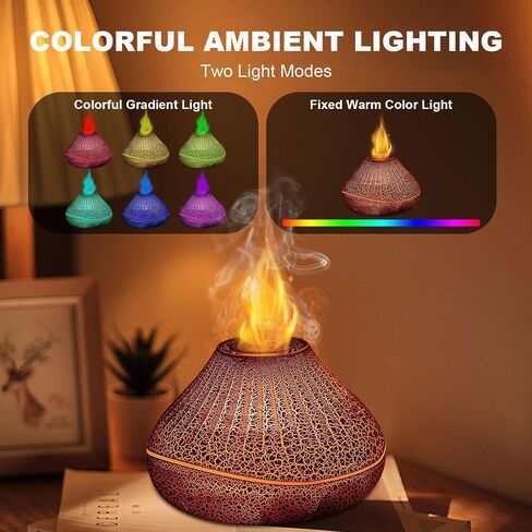Colorful Volcano Diffuser Humidifier: Upgraded 160ml Fire Flame Humidifier Aroma Spray Diffusers with 7 Colors Changing Auto Off Function for Essential Oils Large Room (Full Crack Flame) in Saudi Arabia