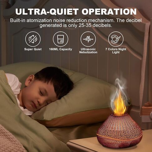 Colorful Volcano Diffuser Humidifier: Upgraded 160ml Fire Flame Humidifier Aroma Spray Diffusers with 7 Colors Changing Auto Off Function for Essential Oils Large Room (Full Crack Flame) in Saudi Arabia