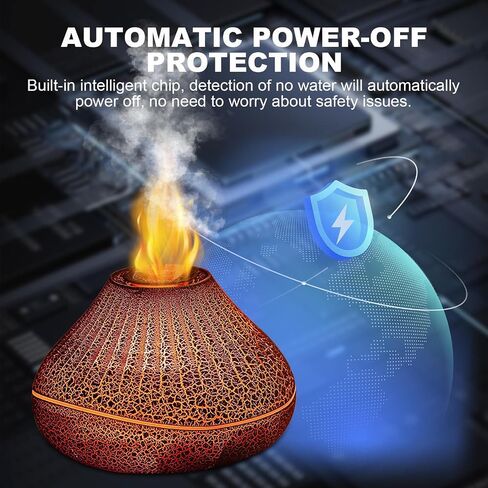 Colorful Volcano Diffuser Humidifier: Upgraded 160ml Fire Flame Humidifier Aroma Spray Diffusers with 7 Colors Changing Auto Off Function for Essential Oils Large Room (Full Crack Flame) in Saudi Arabia