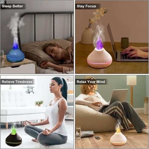 Colorful Volcano Diffuser Humidifier: Upgraded 160ml Fire Flame Humidifier Aroma Spray Diffusers with 7 Colors Changing Auto Off Function for Essential Oils Large Room (Full Crack Flame) in Saudi Arabia