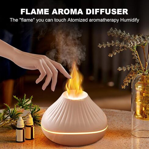 Colorful Volcano Diffuser Humidifier: Upgraded 160ml Fire Flame Humidifier Aroma Spray Diffusers with 7 Colors Changing Auto Off Function for Essential Oils Large Room (Full Crack Flame) in Saudi Arabia