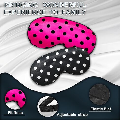 2 Pack Silk Dot Sleep Eye Mask Dot Blindfold with Adjustable Strap in Kuwait