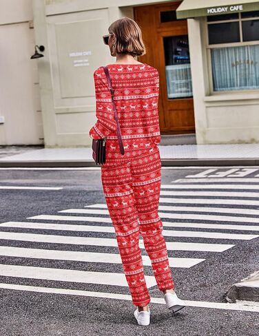 Ekouaer Pajamas Women's Waffle Knit Sleepwear Long Sleeve Top with Pants Casual Pjs Loungewear Set S-XXL in Kuwait