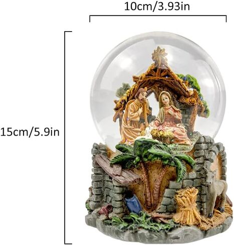 مشهد الميلاد سنو غلوب، 100 مم العائلة المقدسة الموسيقية اللامعة زخرفة الكرة المائية تلعب لحن الليل الصامت، عيد الميلاد الراتنج صندوق الموسيقى الديكور in Kuwait