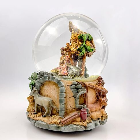 مشهد الميلاد سنو غلوب، 100 مم العائلة المقدسة الموسيقية اللامعة زخرفة الكرة المائية تلعب لحن الليل الصامت، عيد الميلاد الراتنج صندوق الموسيقى الديكور in Kuwait