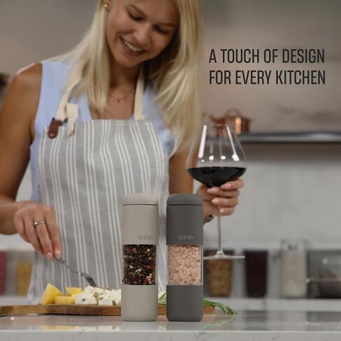 Manual Salt and Pepper Grinder Set - Stainless Steel, Ceramic, Glass Adjustable Shakers in Light-brown/Brown, 2-Pack - Refillable Pepper Grinder & Salt Grinder Manual with Award Winning Design in Saudi Arabia